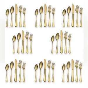 40PCS Stainless Steel Silverware gold flatware Set Kitchen Cutlery Set For 8